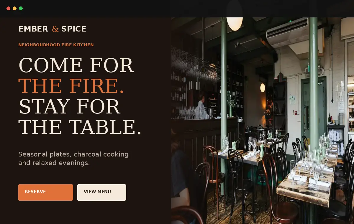 Ember & Spice website preview