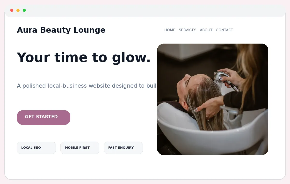 Aura Beauty Lounge website preview